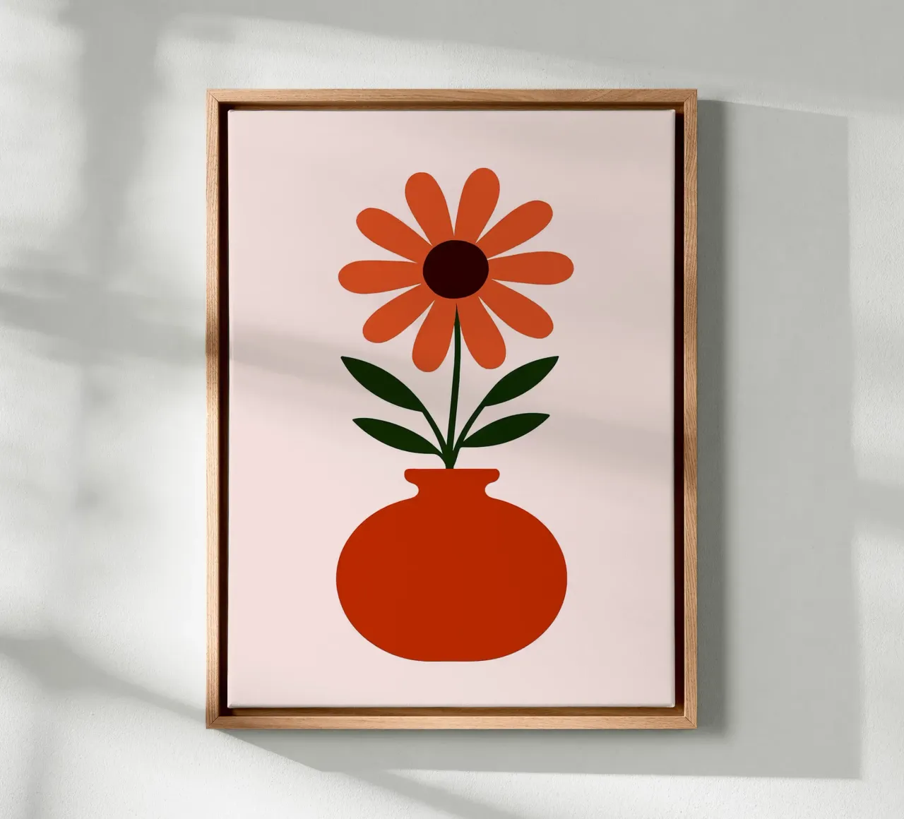 Illustrazione minimalista di un fiore in un vaso tela con Cornice a cassetta da Ethan Smith