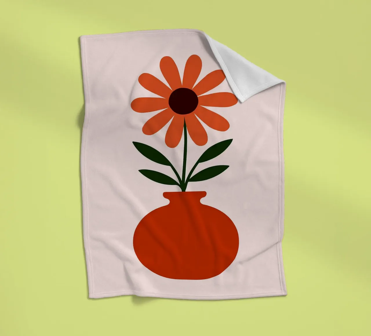Illustration minimaliste d'une fleur dans un vase plaid polaire de Ethan Smith