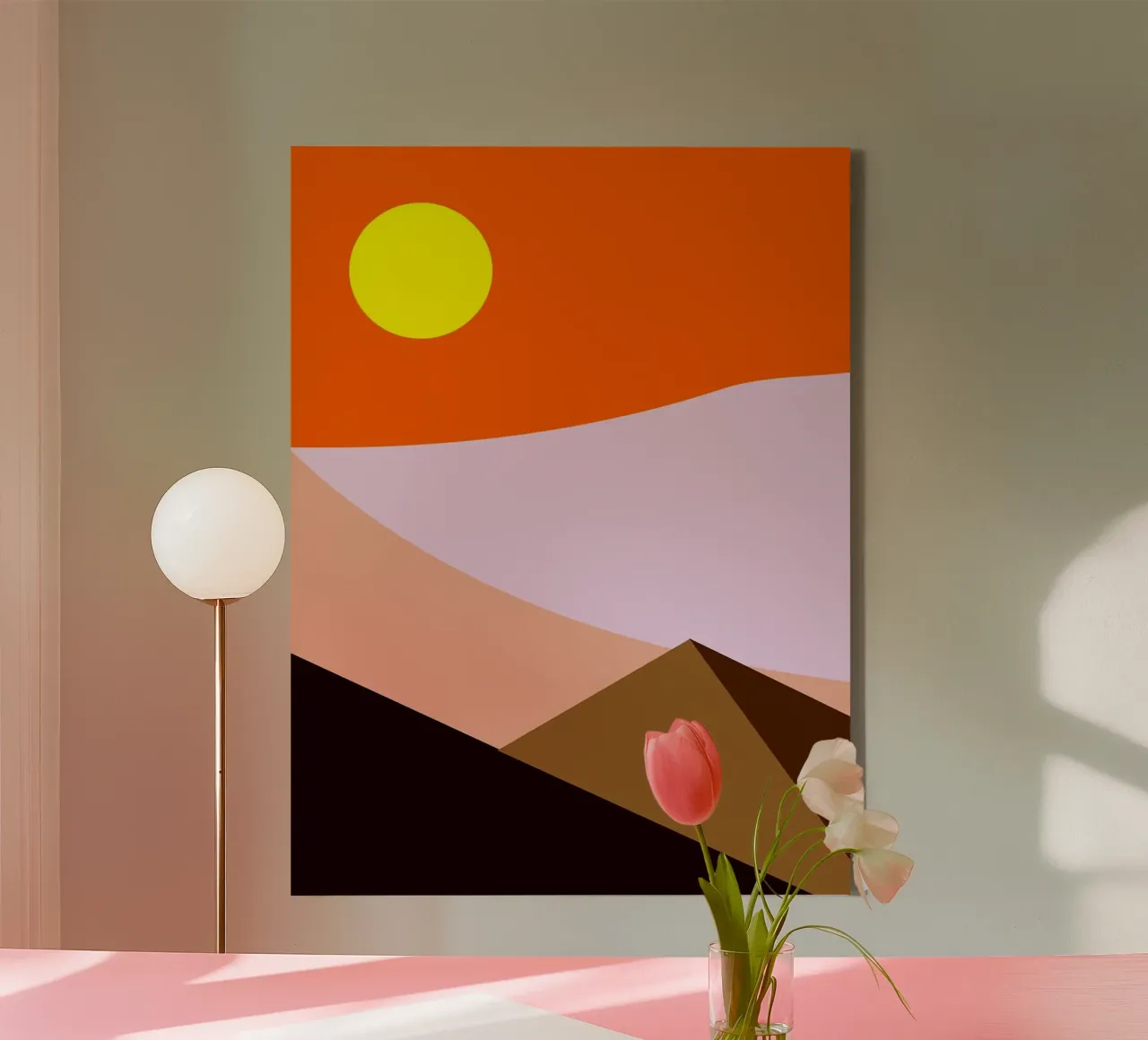 Paesaggio desertico minimalista con sole tela con Cornice a cassetta da Noah Bouchard