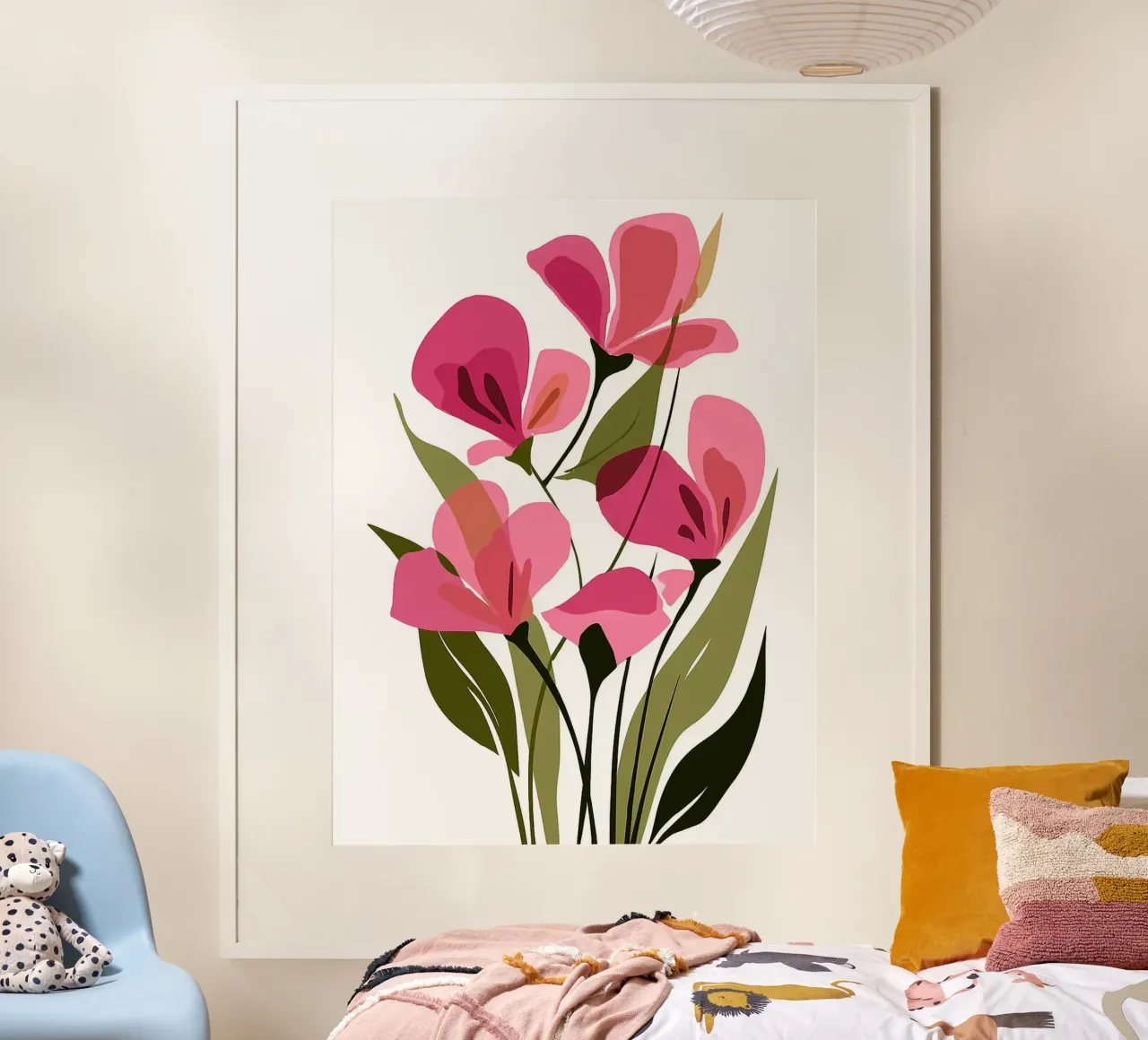 Illustrazione floreale rosa su sfondo bianco poster da Noah Bouchard