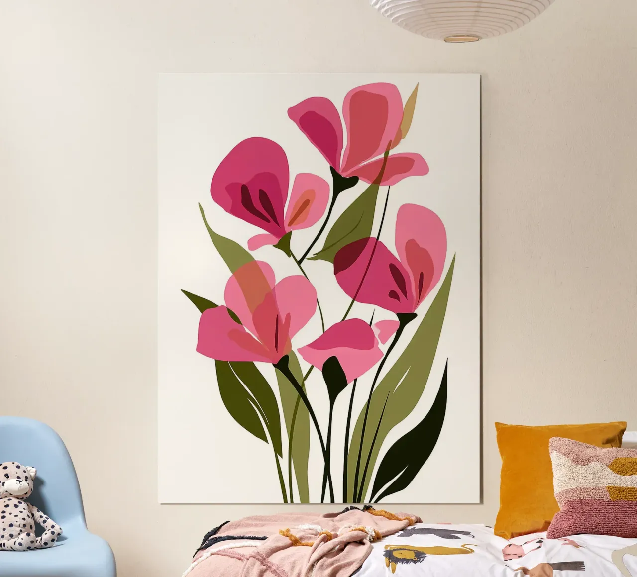 Illustrazione floreale rosa su sfondo bianco poster da Noah Bouchard