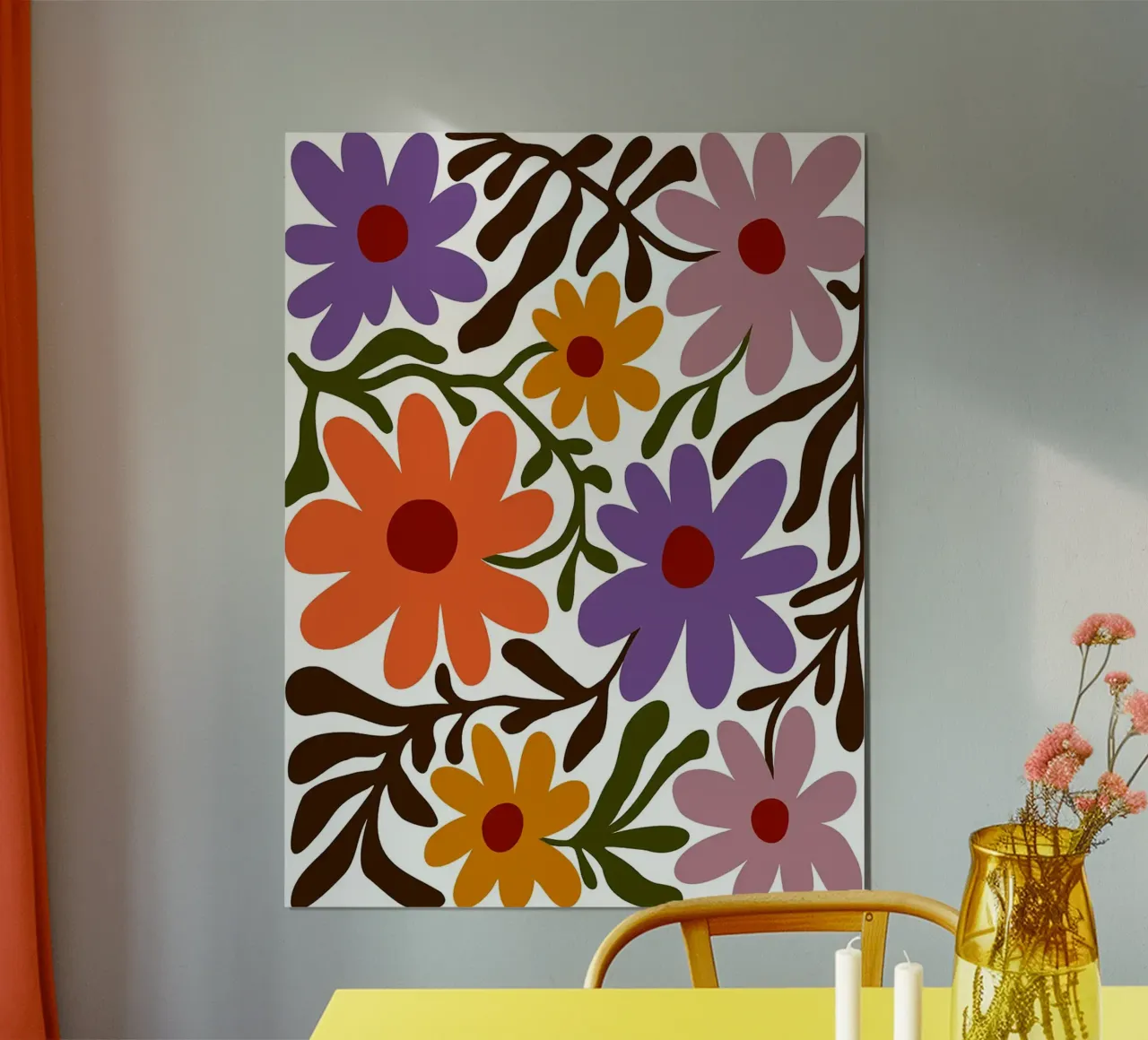 Motivo floreale con colori pastello poster con telaio in plastica da Liam Lee