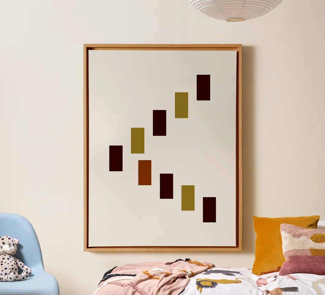 Abstract Rectangles in Earth Tones canvas with Floater frame by Logan Brown