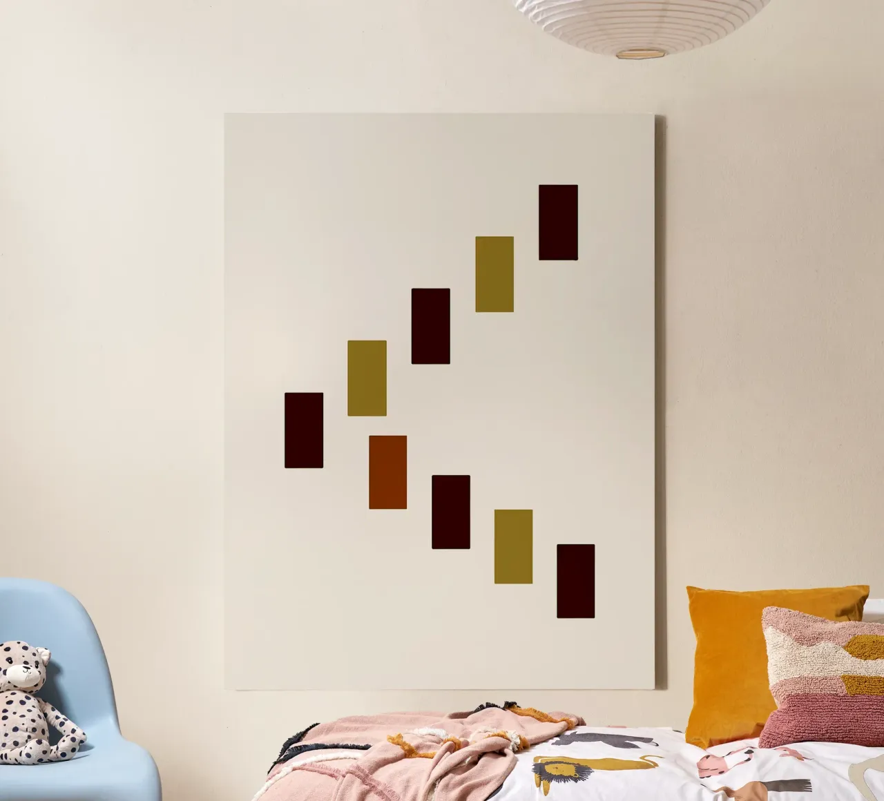 Abstract Rectangles in Earth Tones canvas with Floater frame by Logan Brown
