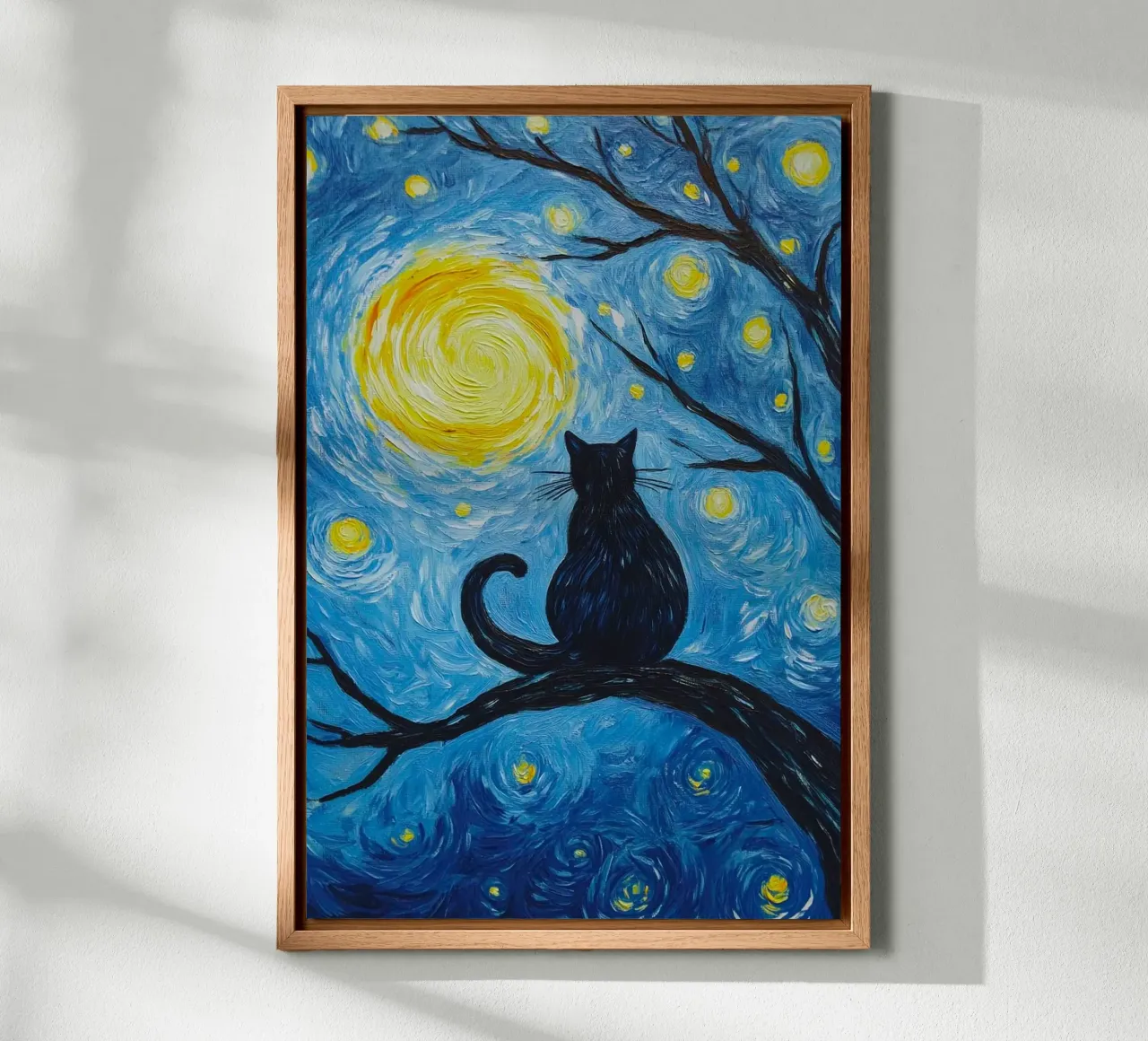 cat on branch canvas with Floater frame by lifeline
