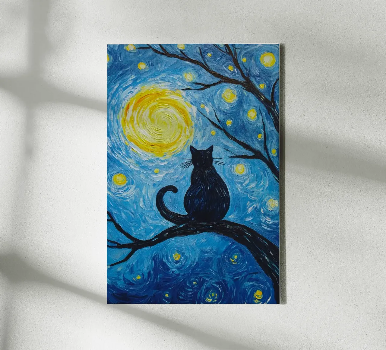 cat on branch canvas with Floater frame by lifeline