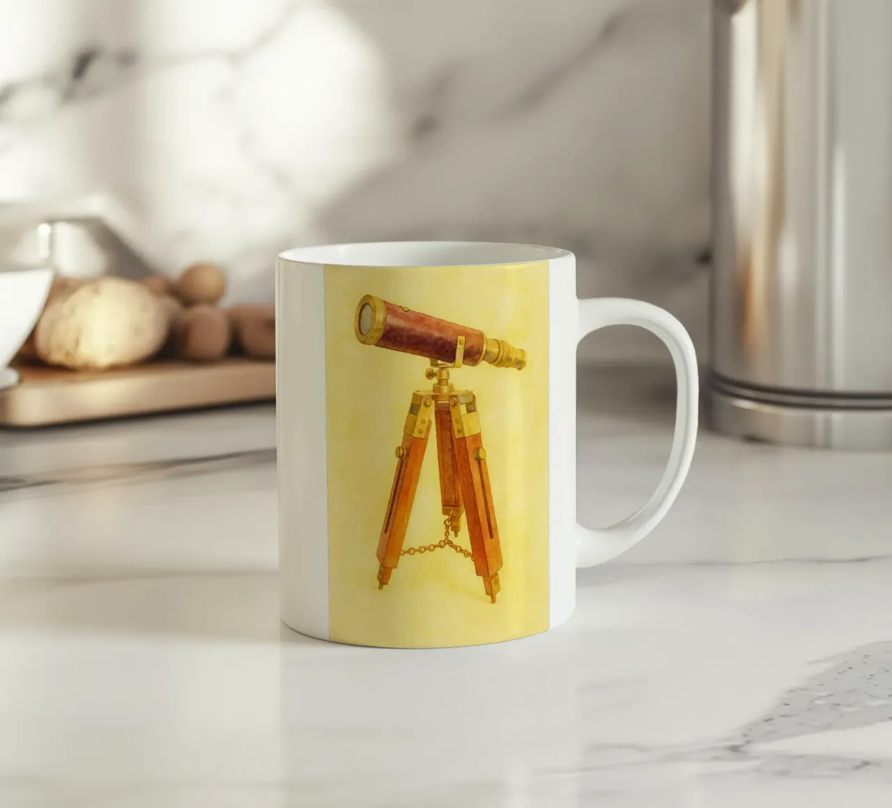 telescopio vecchio dipinto d'epoca tazza in ceramica da kroocoot