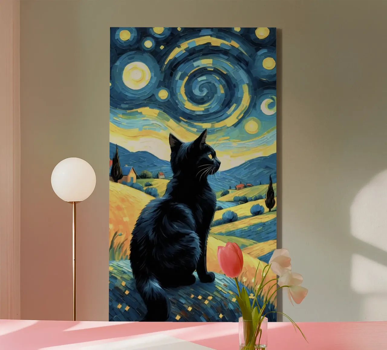 kitty land on and view the stars tela con Cornice a cassetta da hamily