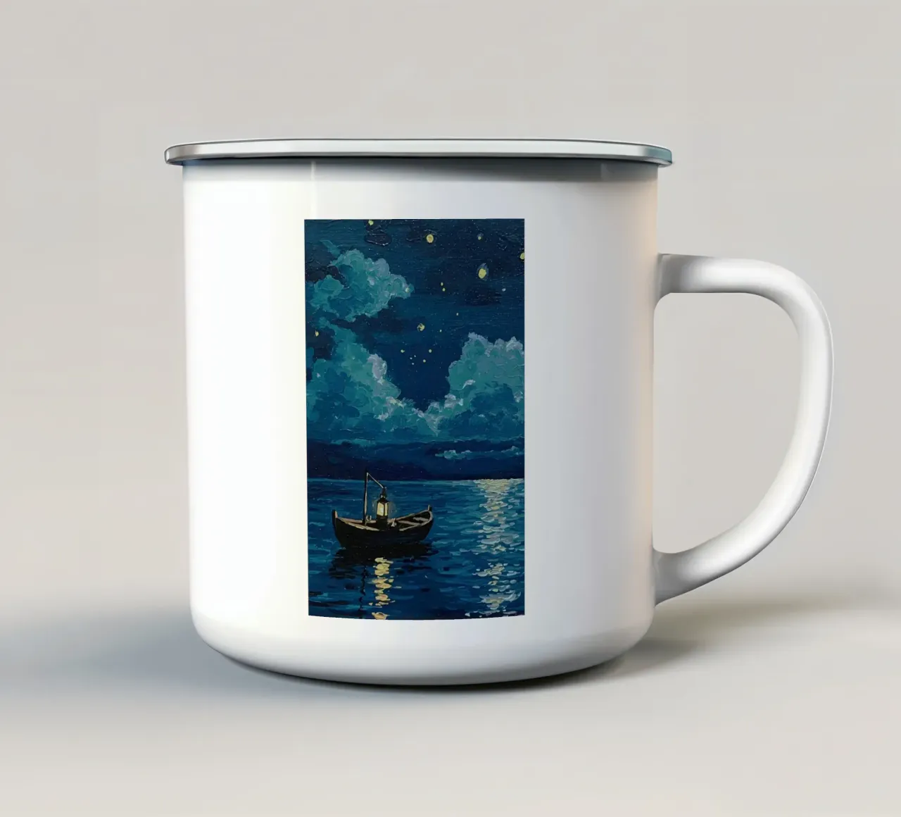 light boat in night tazza in smalto da melts