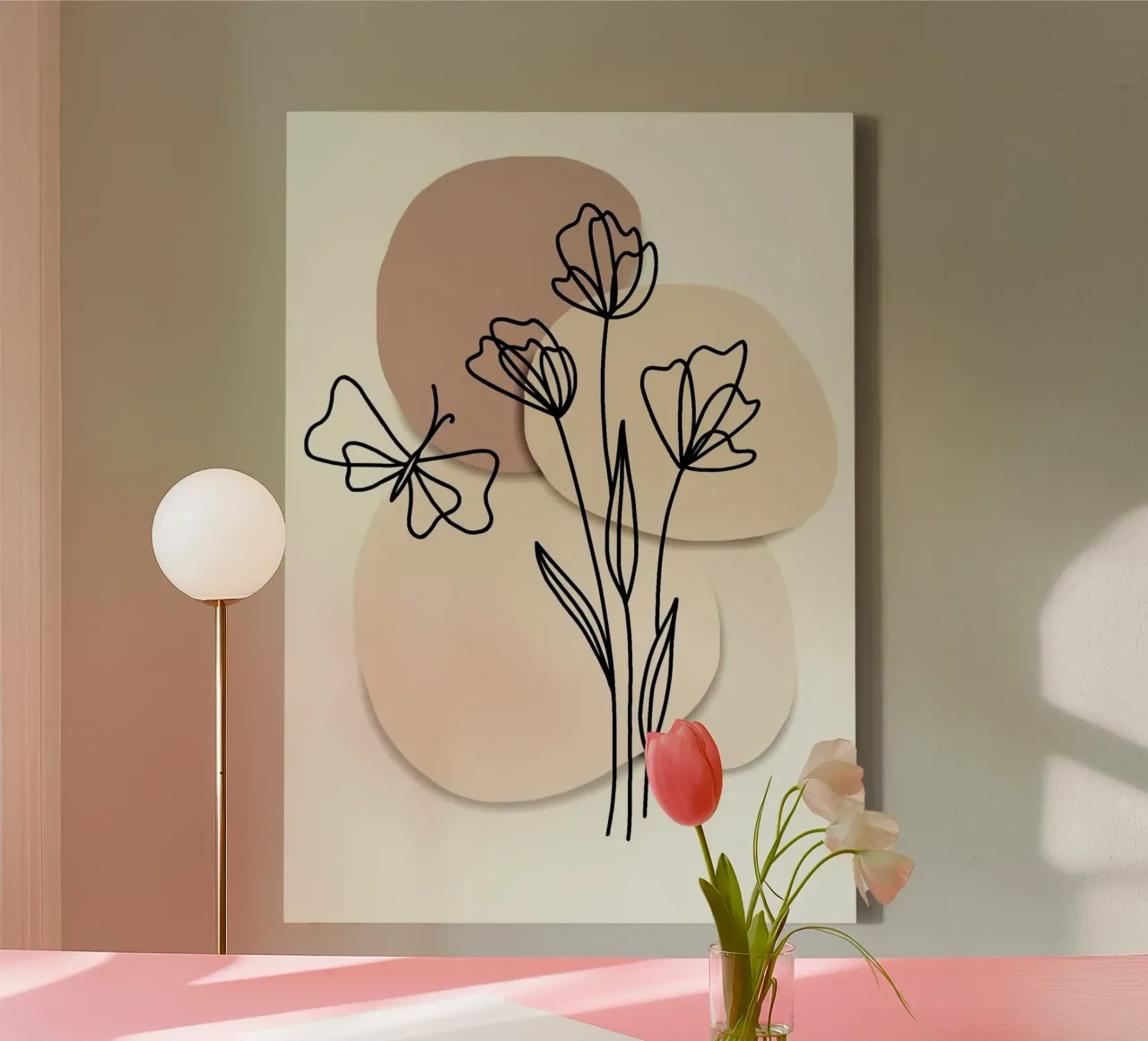 shape with flower tela con Cornice a cassetta da melts