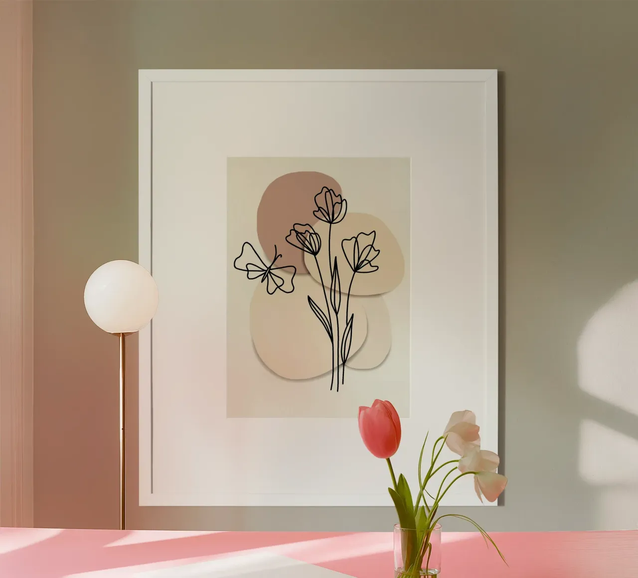 shape with flower poster con telaio in legno da melts