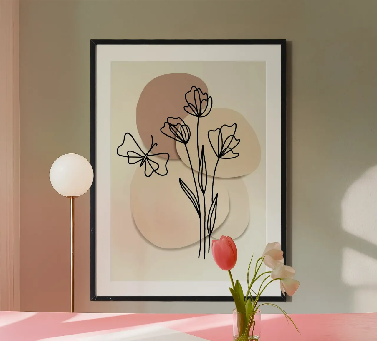 shape with flower poster con telaio in legno da melts