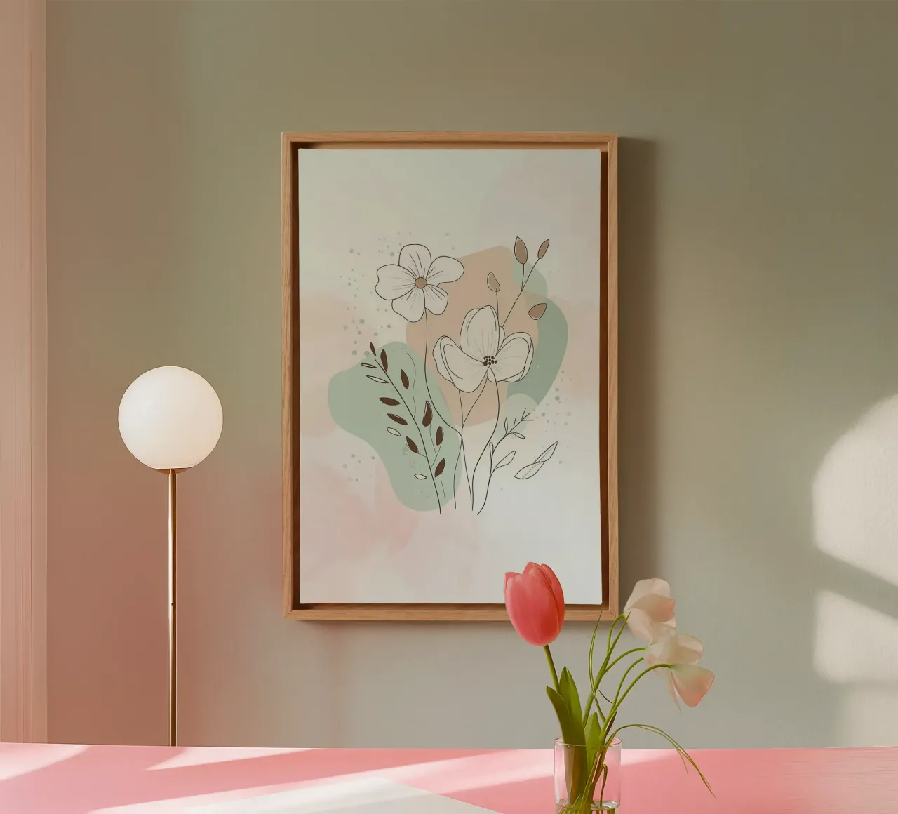 shape balance color flower tela con Cornice a cassetta da melts