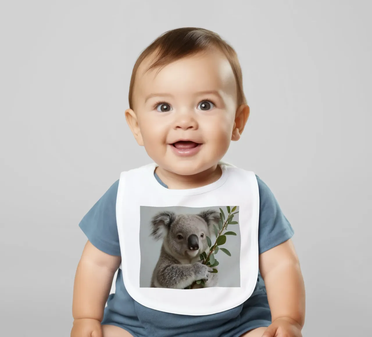 Koala con in mano un ramo di eucalipto bavaglino da DesignDoodle