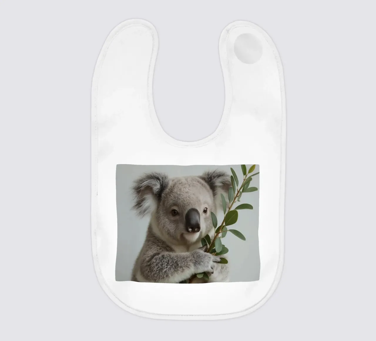 Koala con in mano un ramo di eucalipto bavaglino da DesignDoodle