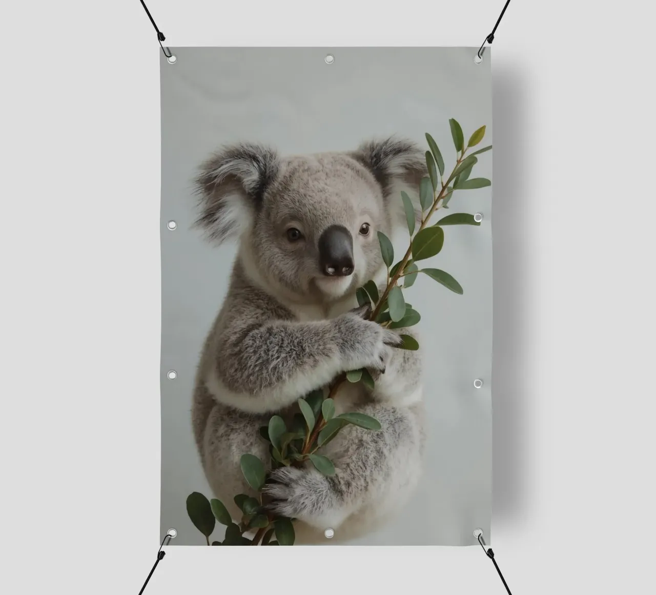 Koala con in mano un ramo di eucalipto telo in pvc da DesignDoodle