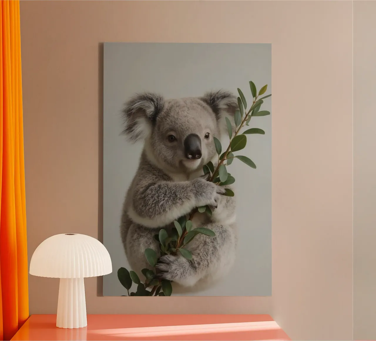 Koala con in mano un ramo di eucalipto tela con Cornice a cassetta da DesignDoodle