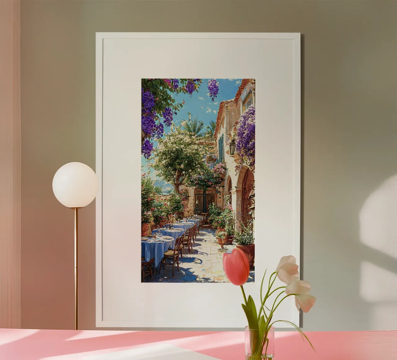 cafe chill in flower poster con telaio in alluminio da hamily