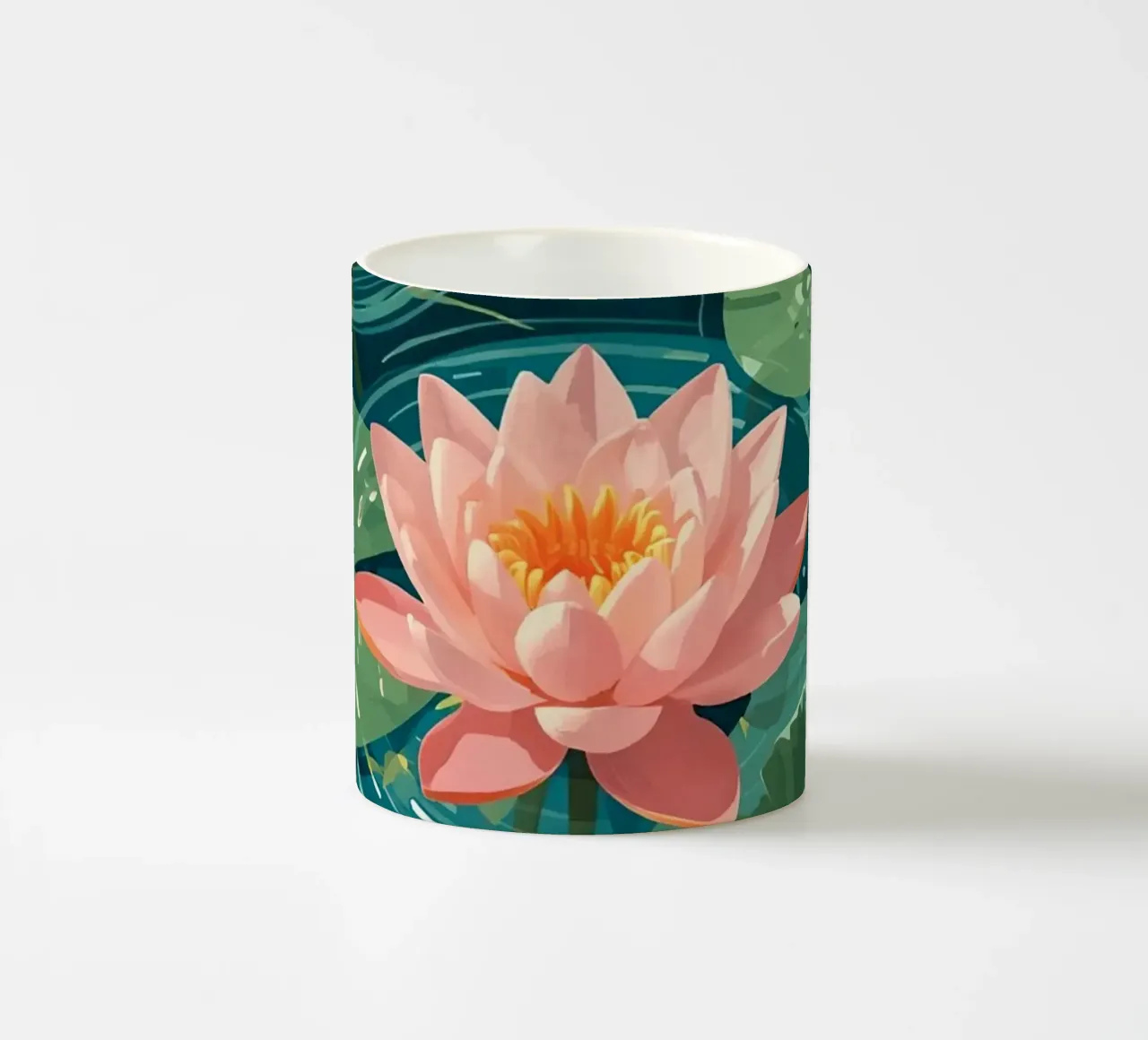 Lelie Pads Lotusbloemknoppen en Vissen in Vijver keramische mok van DesignDoodle