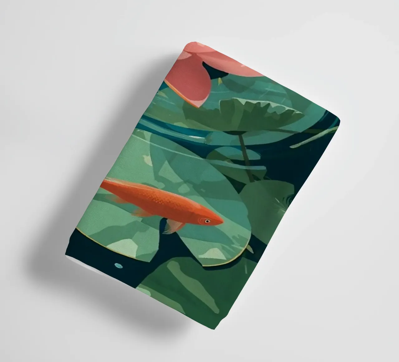 Lelie Pads Lotusbloemknoppen en Vissen in Vijver badhanddoek van DesignDoodle