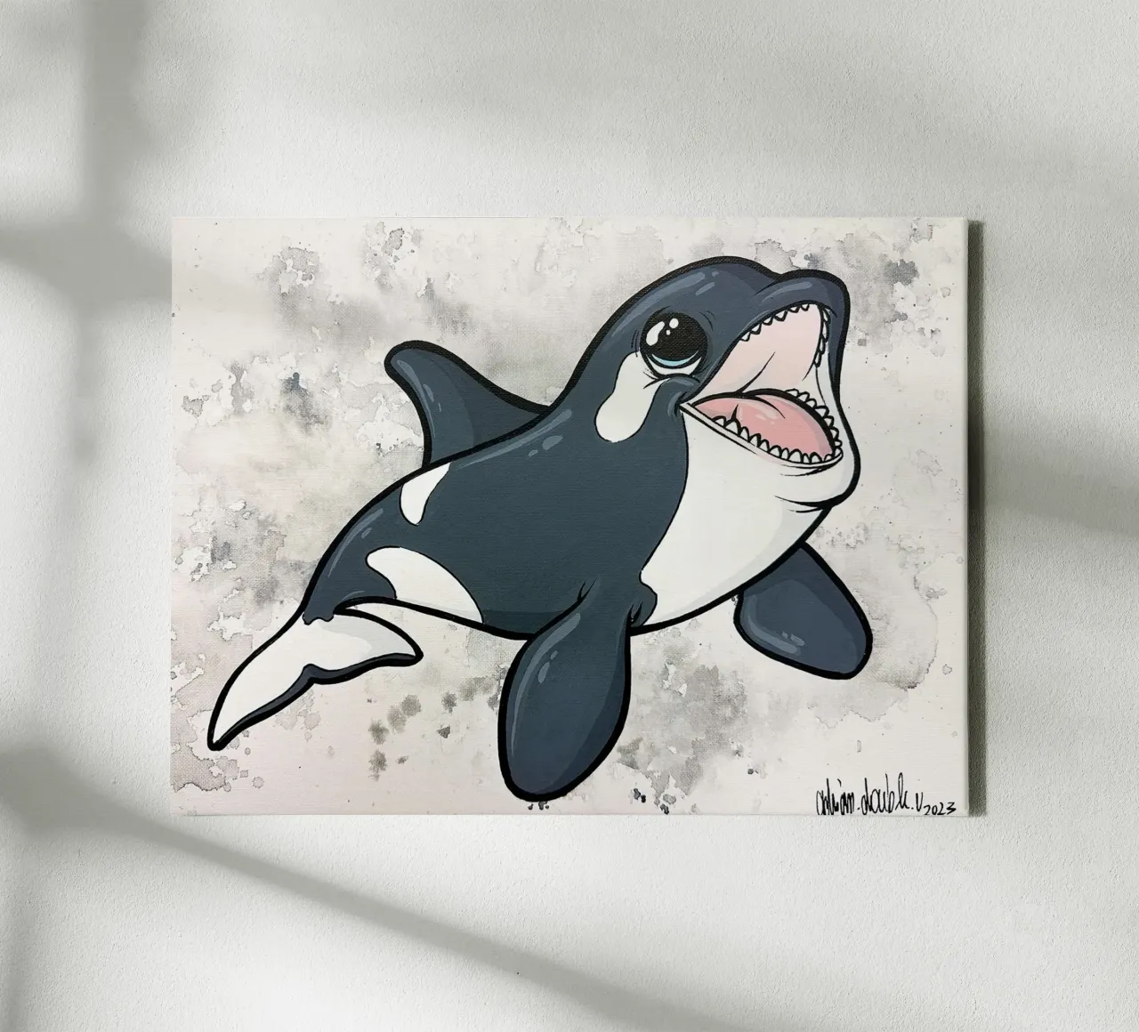 Baby Orca tela con Cornice a cassetta da David Jackson