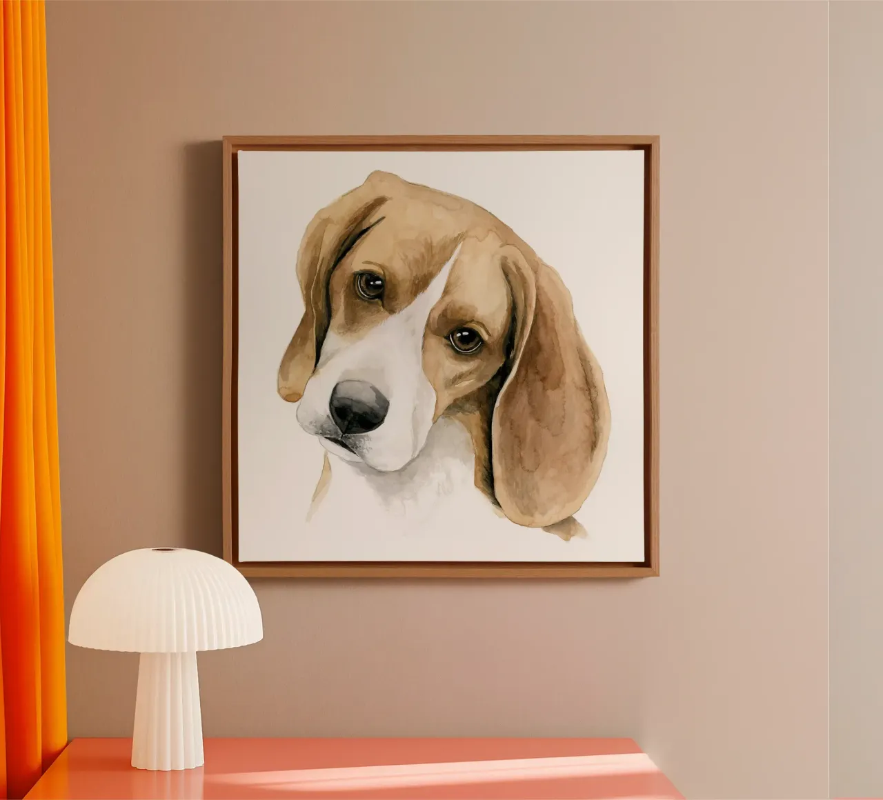 Beagle ll tela con Cornice a cassetta da David Jackson