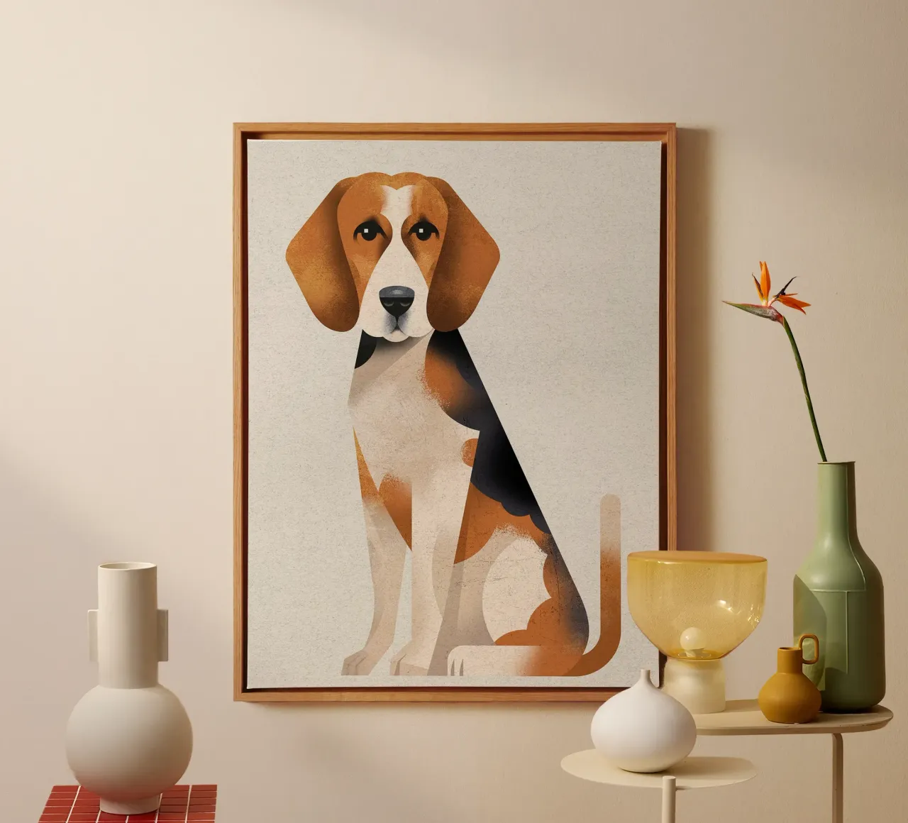 Beagle tela con Cornice a cassetta da David Jackson