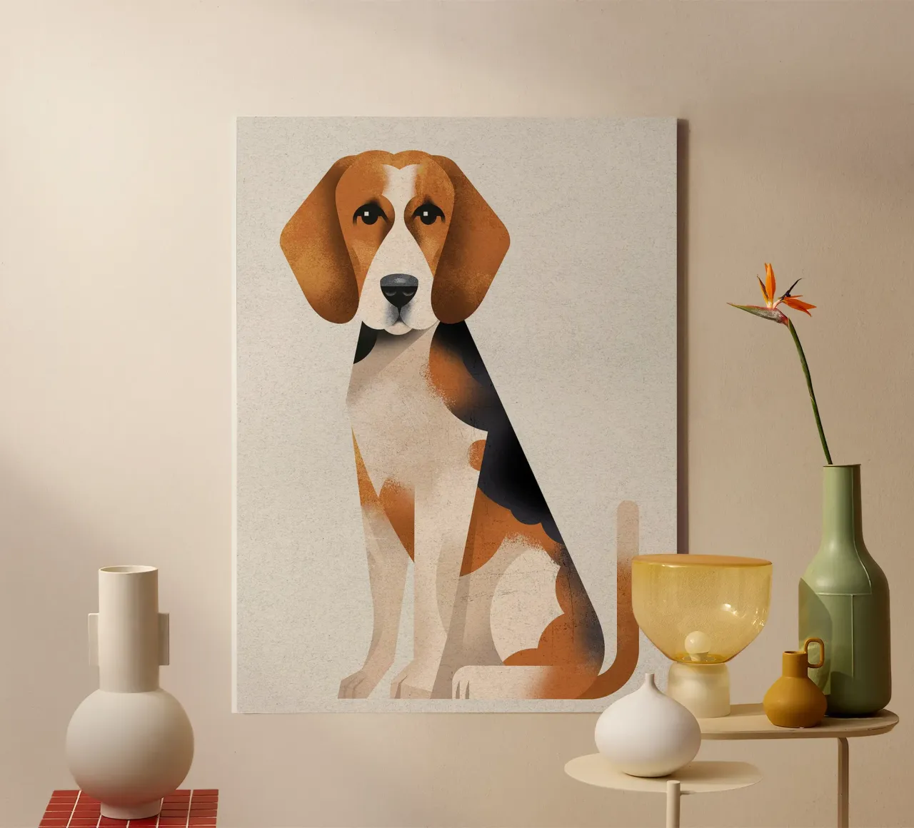 Beagle tela con Cornice a cassetta da David Jackson