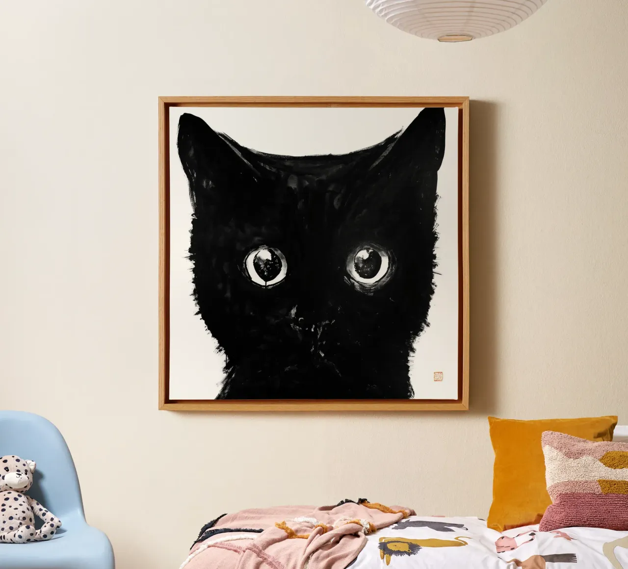 Gatto nero di Péchane tela con Cornice a cassetta da David Jackson