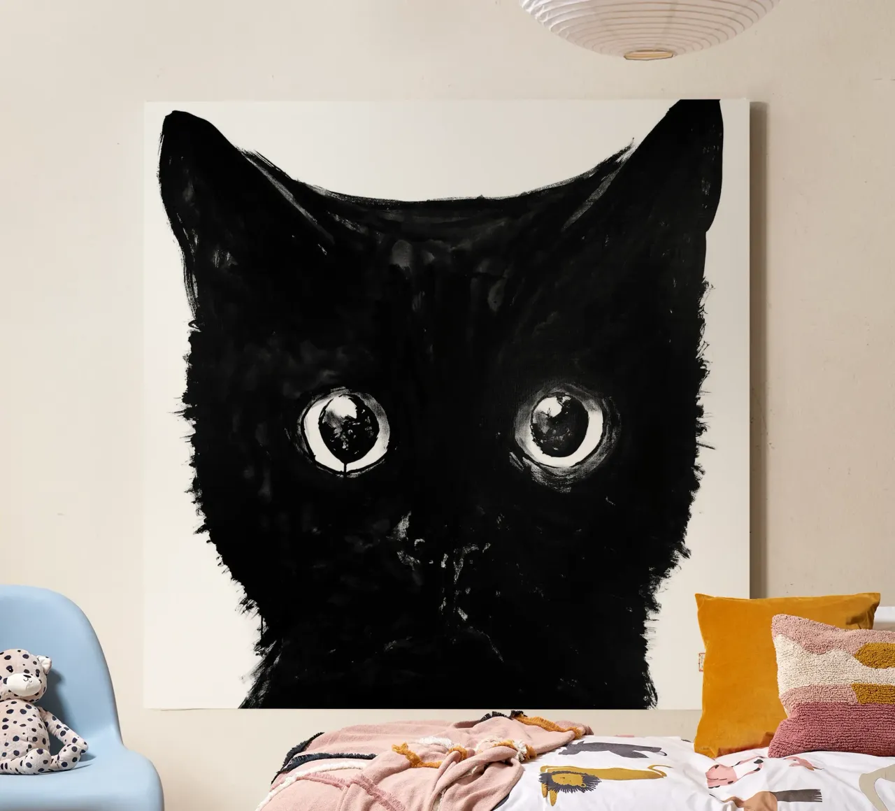 Gatto nero di Péchane tela con Cornice a cassetta da David Jackson
