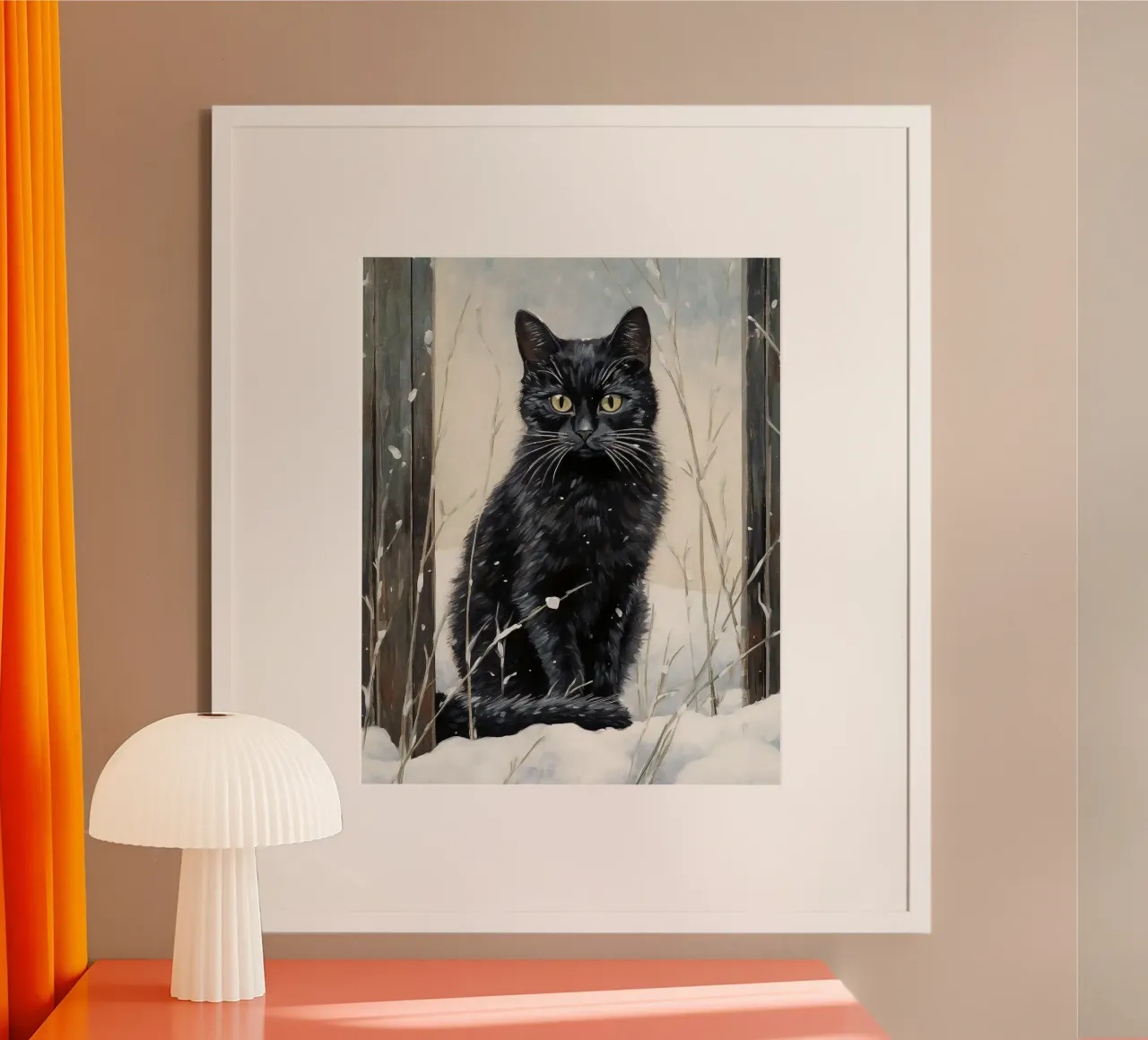 Gatto nero nella neve poster da David Jackson