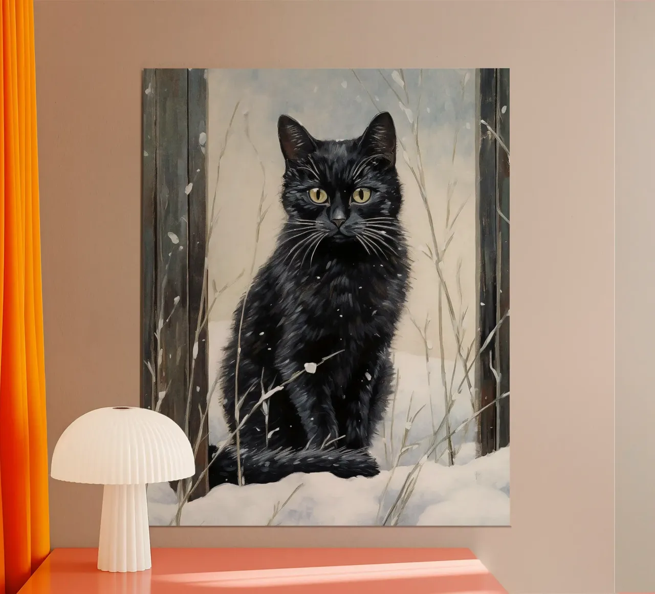 Gatto nero nella neve poster da David Jackson