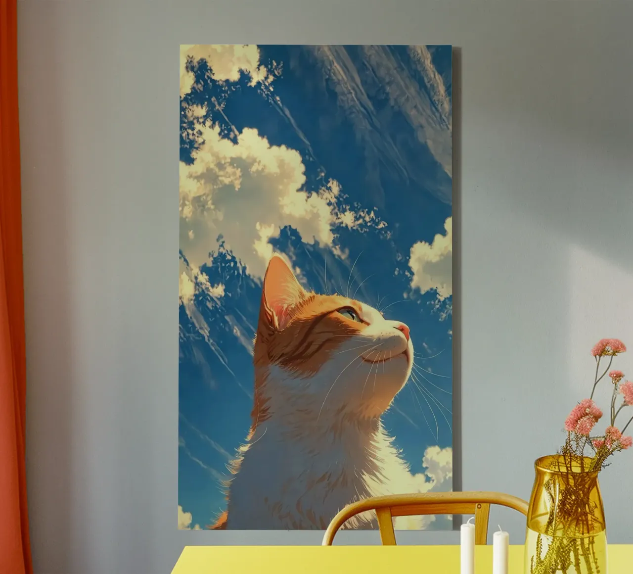 posture cat in sunset tela con Cornice a cassetta da huminity