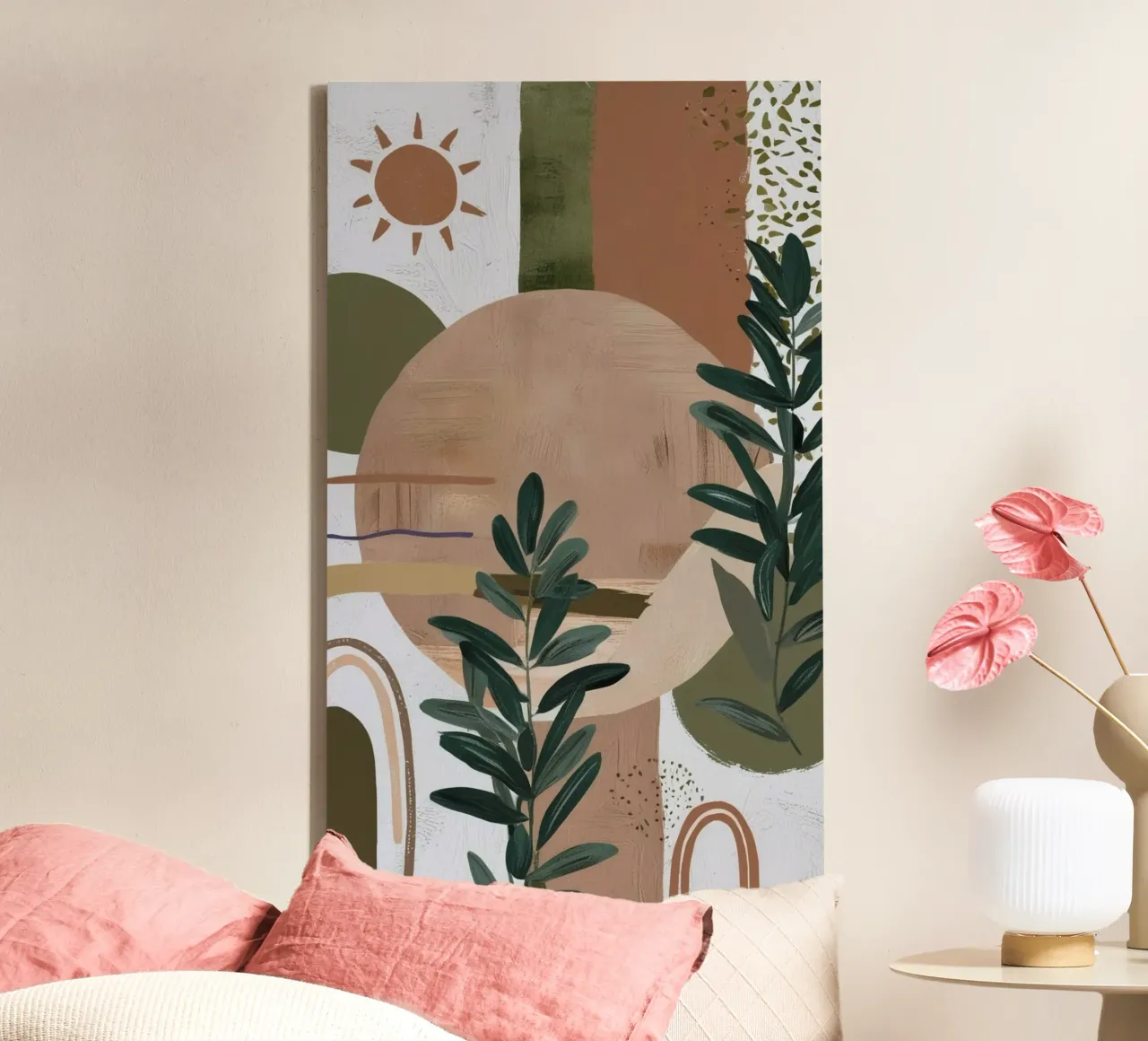shape of leaf and circle canvas with Floater frame by panada