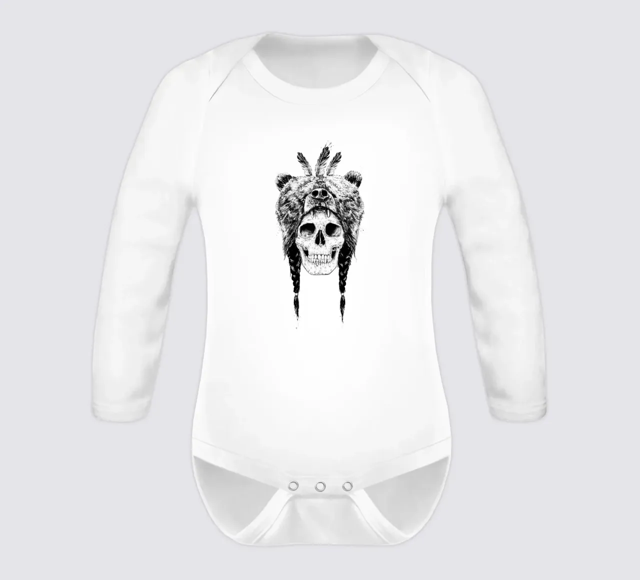 Dead shaman long-sleeve baby romper by Balazs Solti