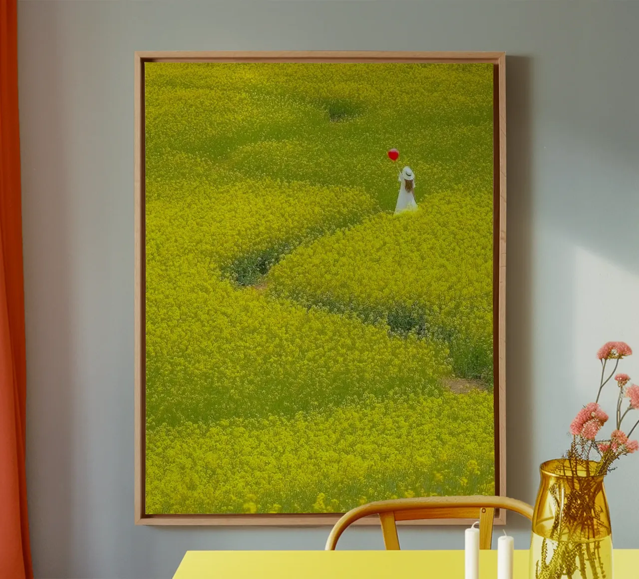 girl on large field tela con Cornice a cassetta da huminity