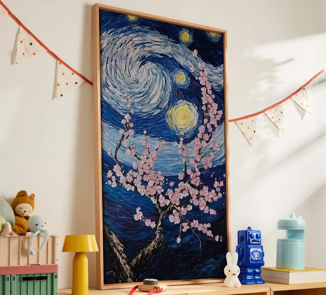 blossom with stars tela con Cornice a cassetta da huminity