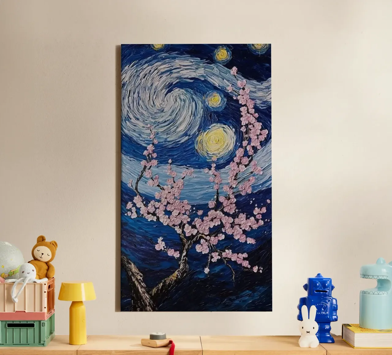 blossom with stars tela con Cornice a cassetta da huminity