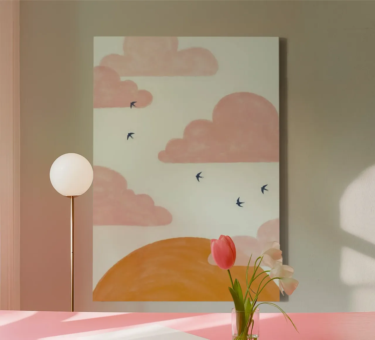 bird fly in cloud tela con Cornice a cassetta da panada