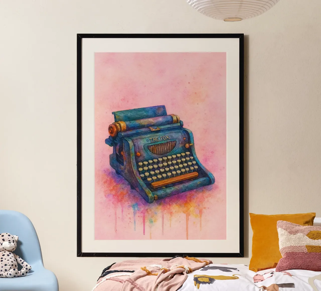 machine à écrire ancienne peinture vintage poster de kroocoot