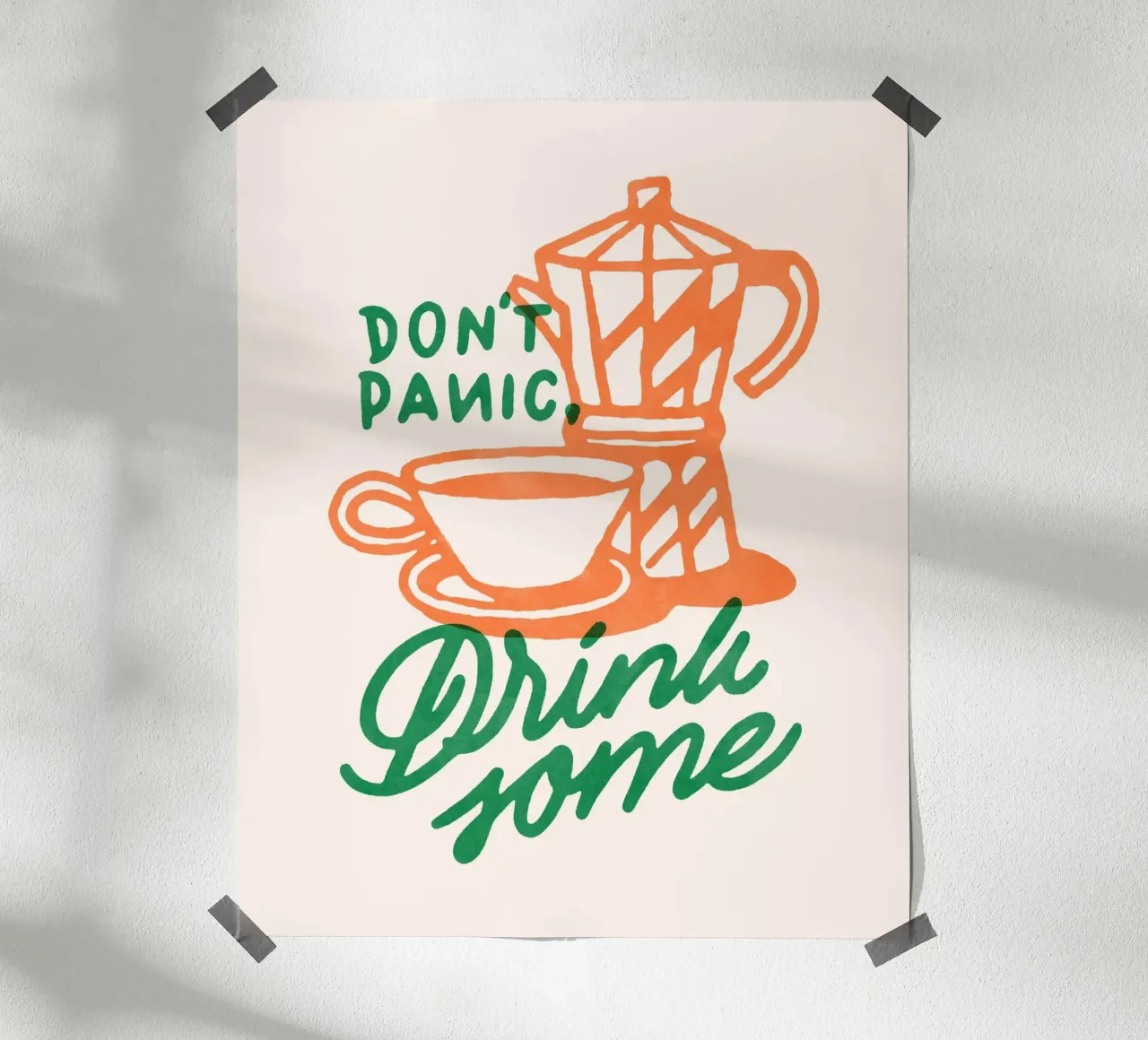 Don't Panik, Drink Some poster with wooden frame by illusthera