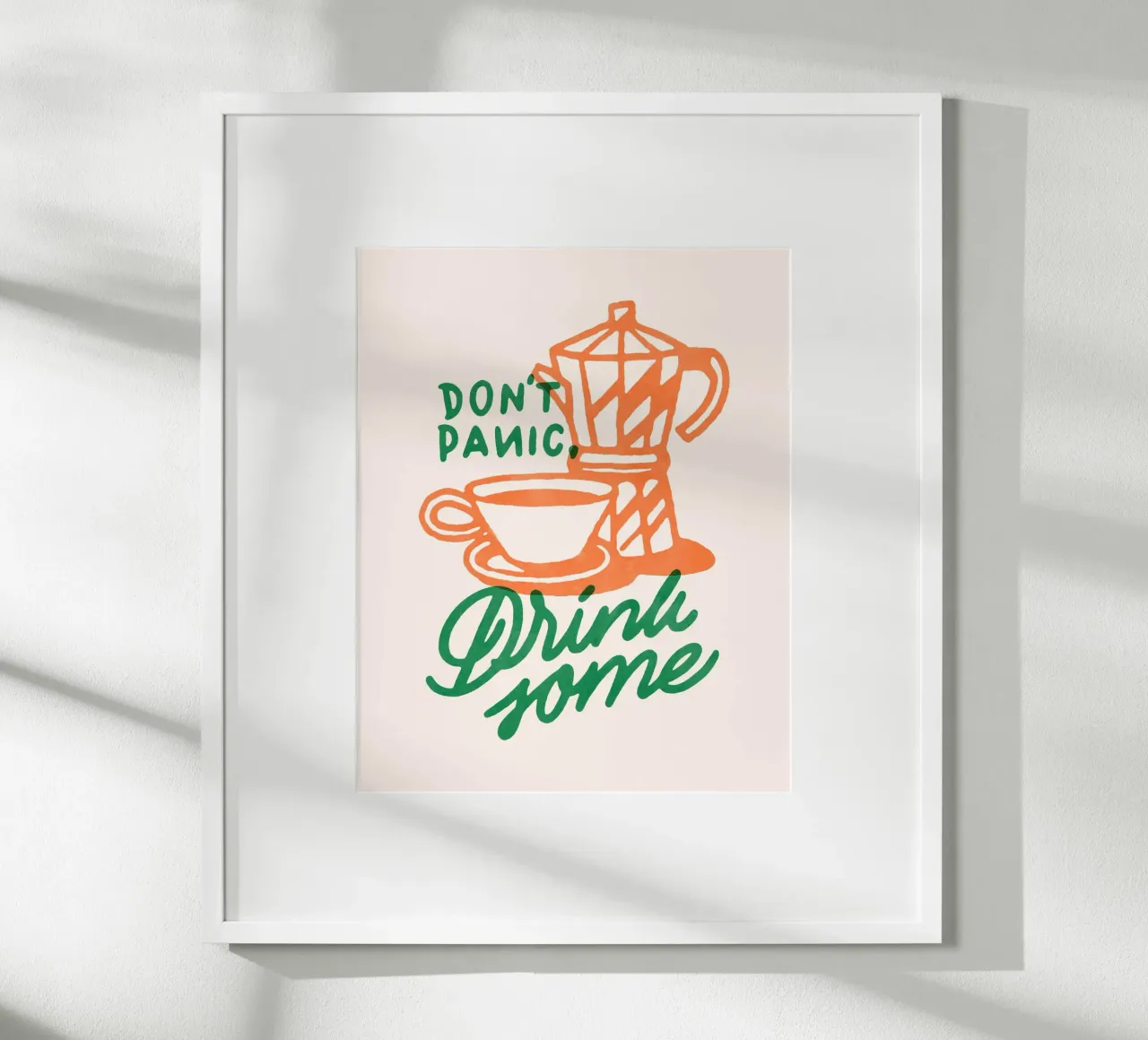 Don't Panik, Drink Some poster with wooden frame by illusthera
