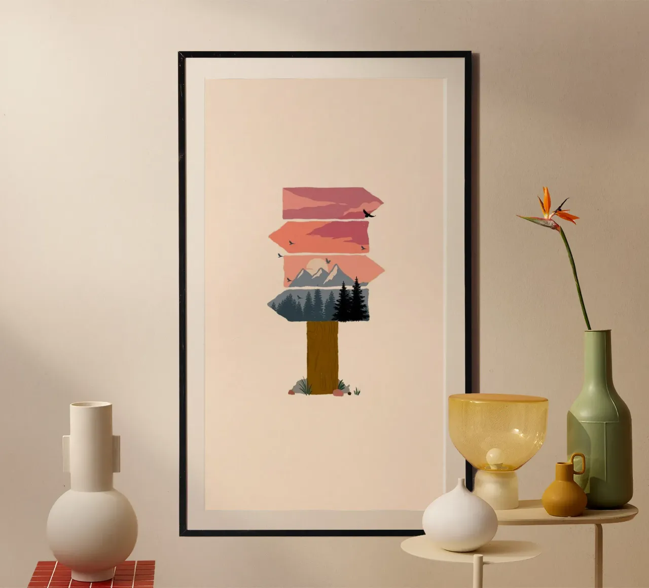 right left way poster con telaio in legno da huminity