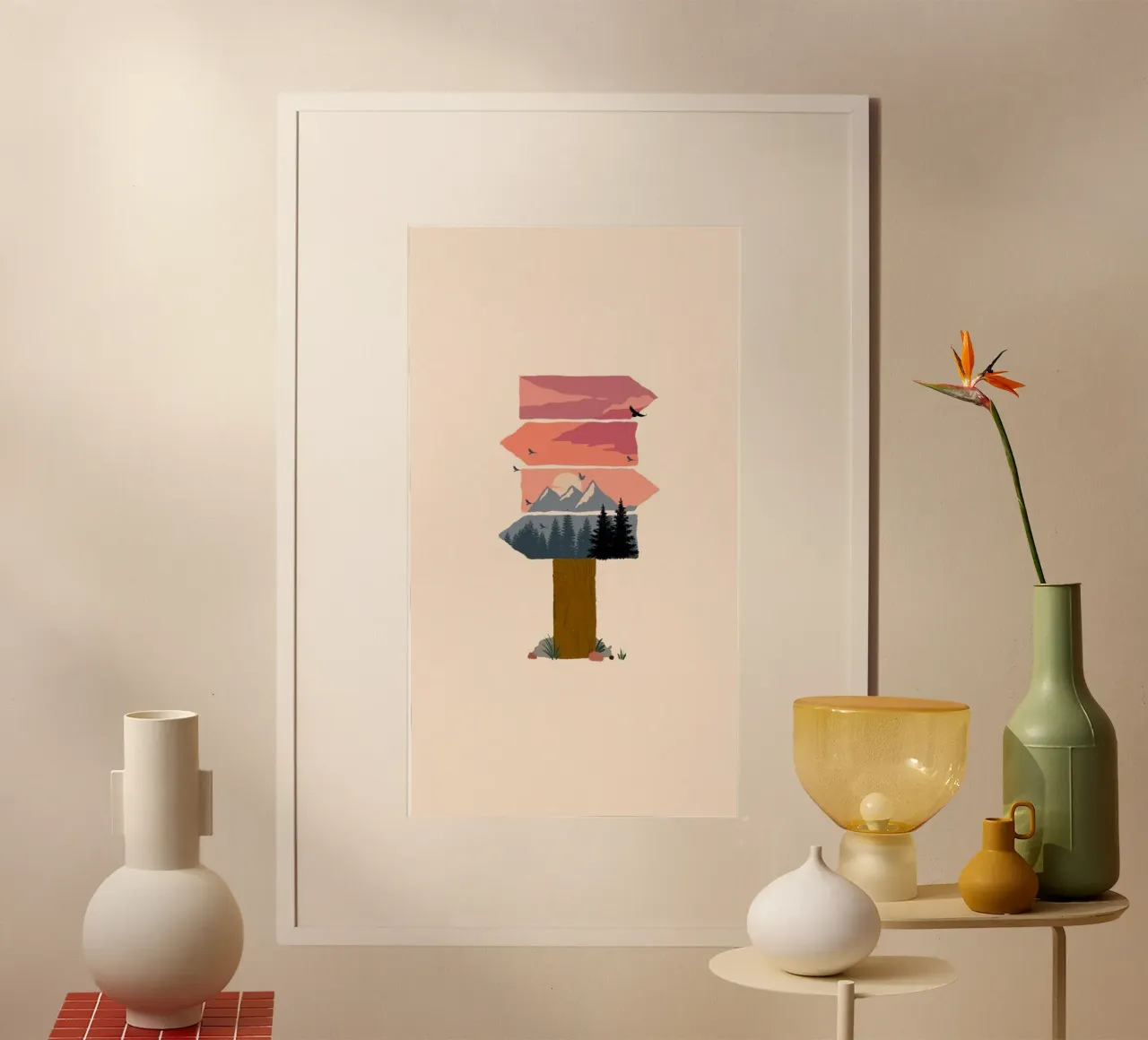 right left way poster con telaio in legno da huminity