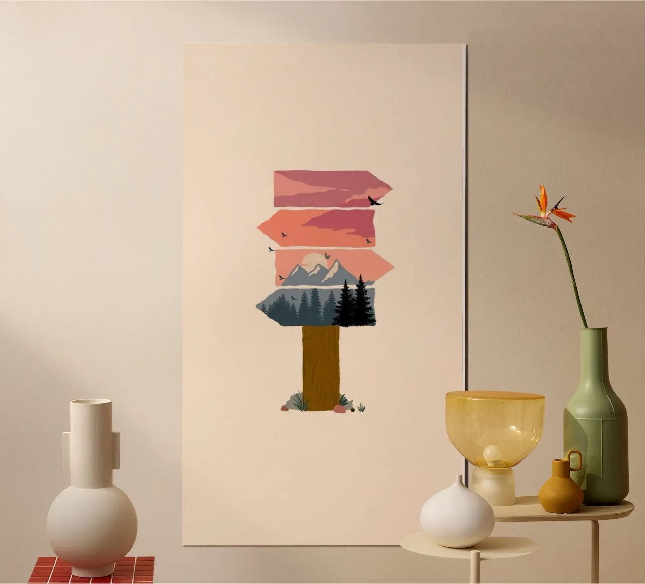 right left way poster con telaio in legno da huminity