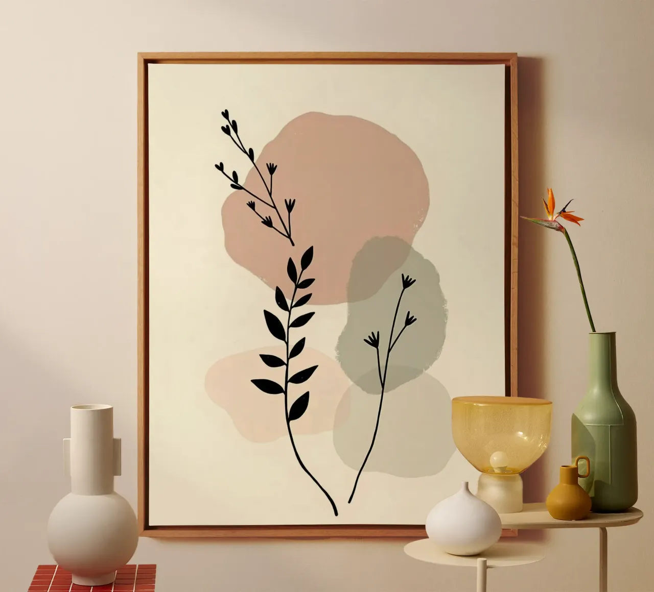 shape and branch flower tela con Cornice a cassetta da huminity