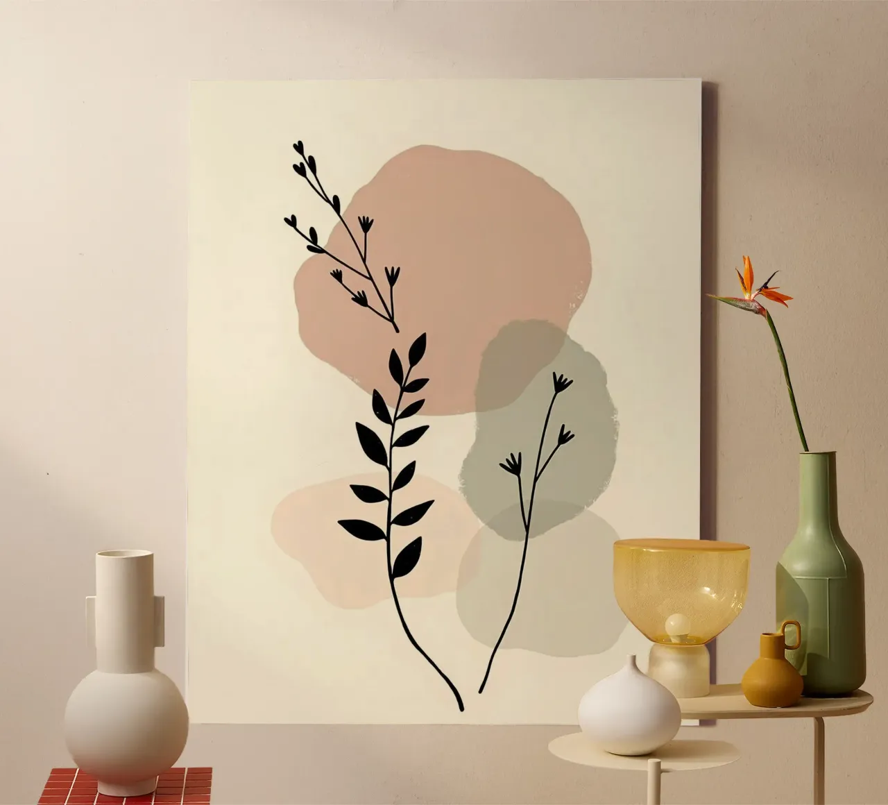 shape and branch flower tela con Cornice a cassetta da huminity
