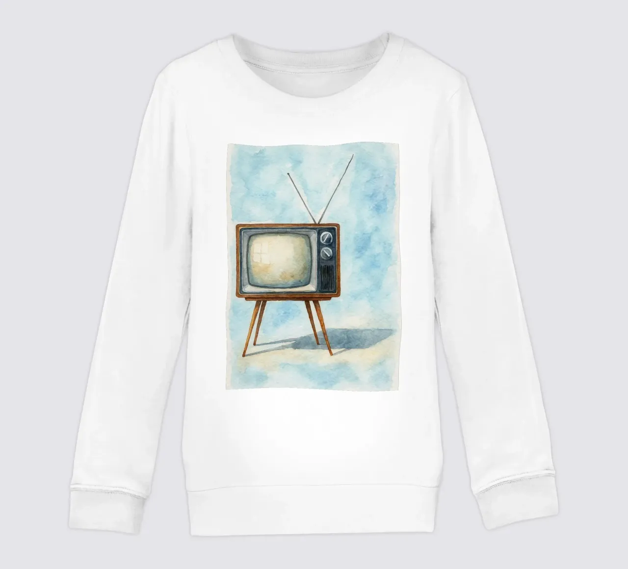 televisore con cassa in legno vecchio dipinto d'epoca felpa bambino da kroocoot