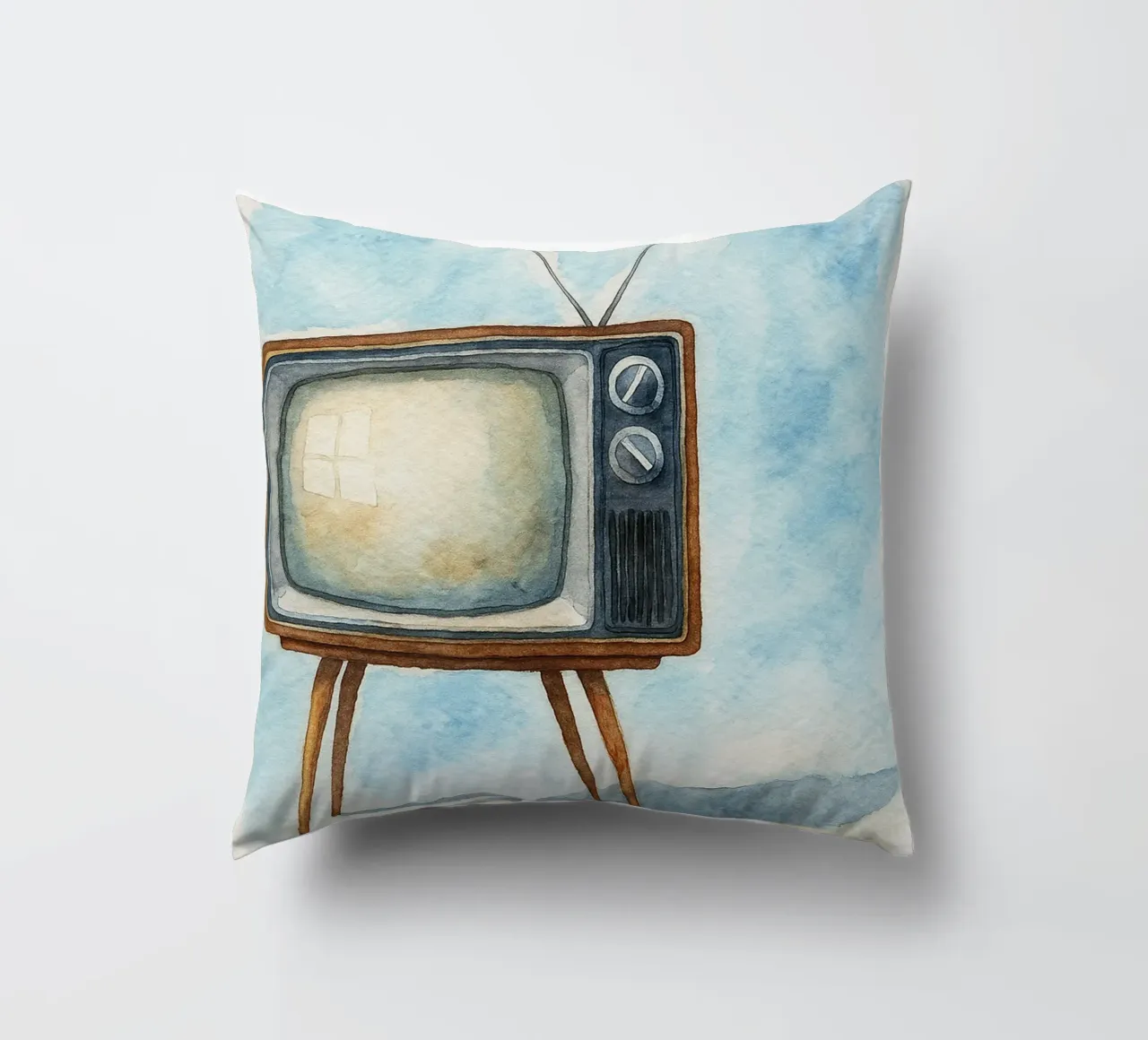 televisore con cassa in legno vecchio dipinto d'epoca cuscino da kroocoot