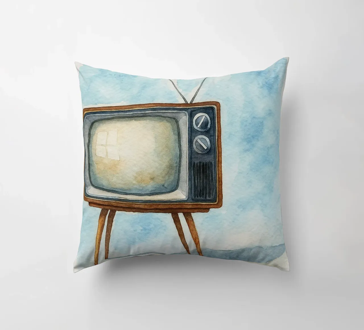 televisore con cassa in legno vecchio dipinto d'epoca cuscino da kroocoot